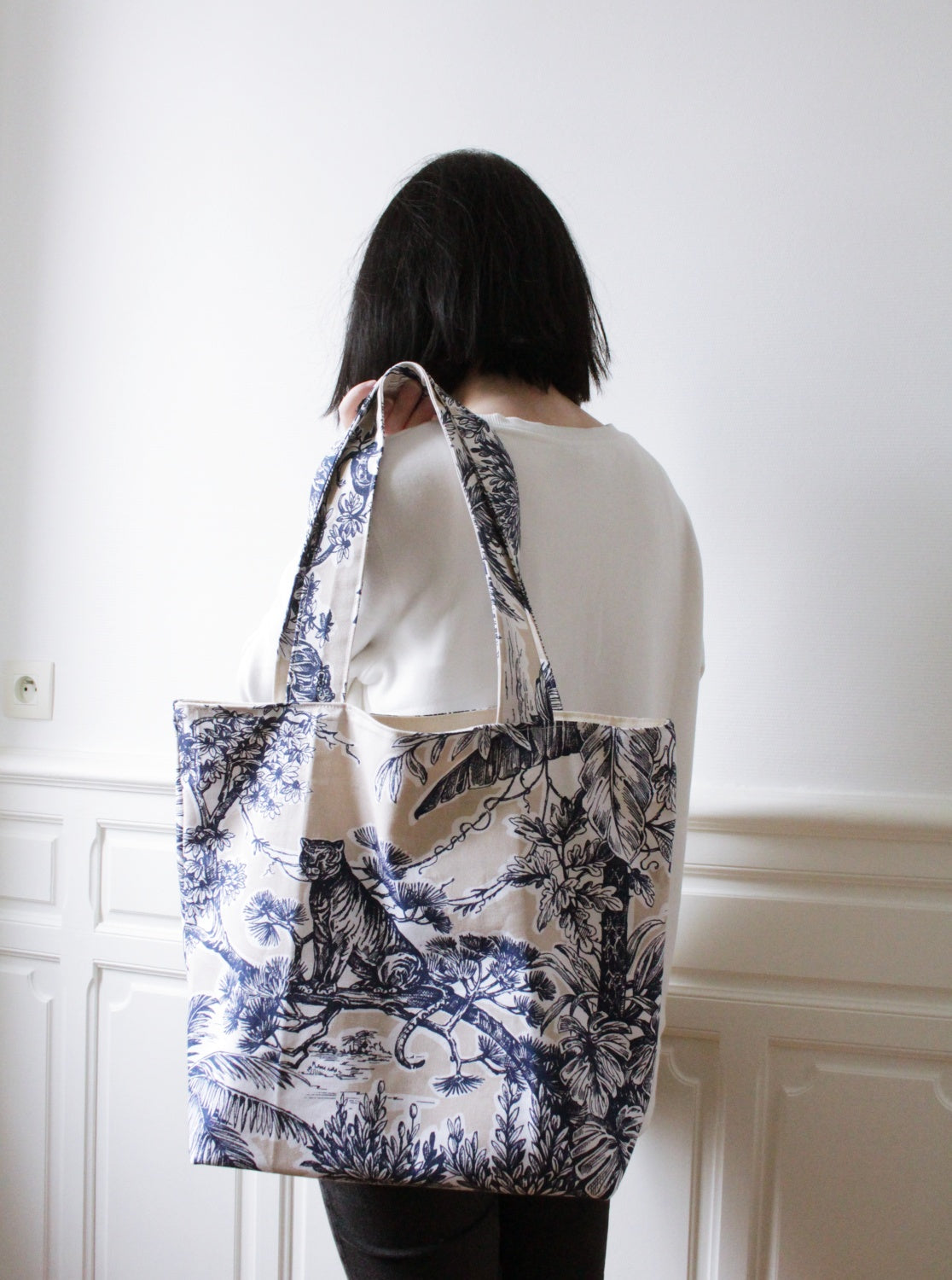 Sac cabas toile de Jouy doublé // RENEE