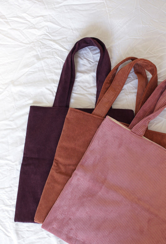 Tote bag en velours côtelé & doublé // GARANCE (divers coloris)