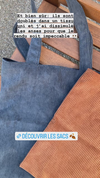 Tote bag en velours côtelé & doublé // GARANCE (divers coloris)